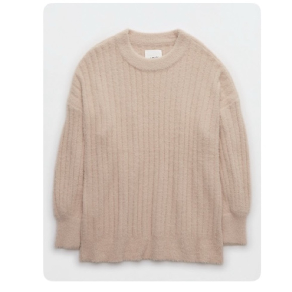 Aerie Soft Antique Rose Crew Neck Sweater